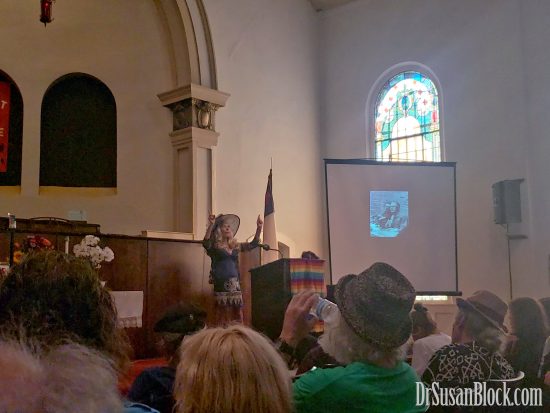 I got to say "fucking" in Church! But here I am pointing to the Great Swing Party in the Sky where I'll soon be joining Art for a Heavenly Conversation-Gasm. Photo: Unscene Abe