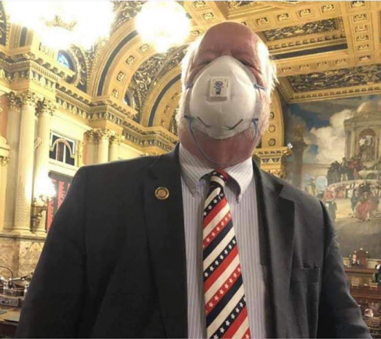 Pa. Repugnican Bob Brooks with his mask ass-backwards.